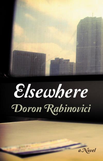 Cover for Elsewhere, by Doron Rabinovici, featuring a moody city skyline.