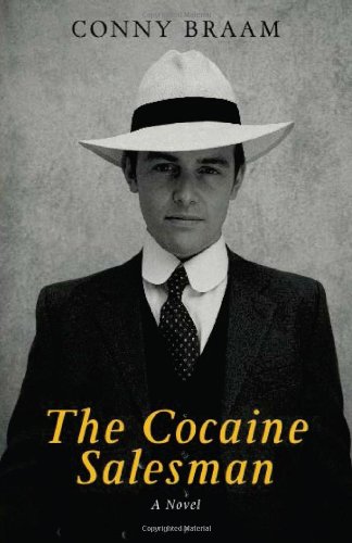 Cover for The Cocaine Salesman, by Conny Braam, featuring a man wearing a suit and hat