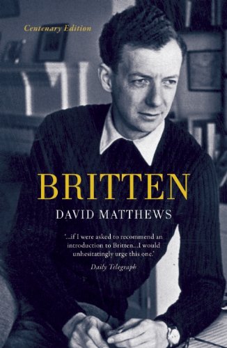 Cover for Britten, by David Matthews, featuring a black-and-white photo of Benjamin Britten
